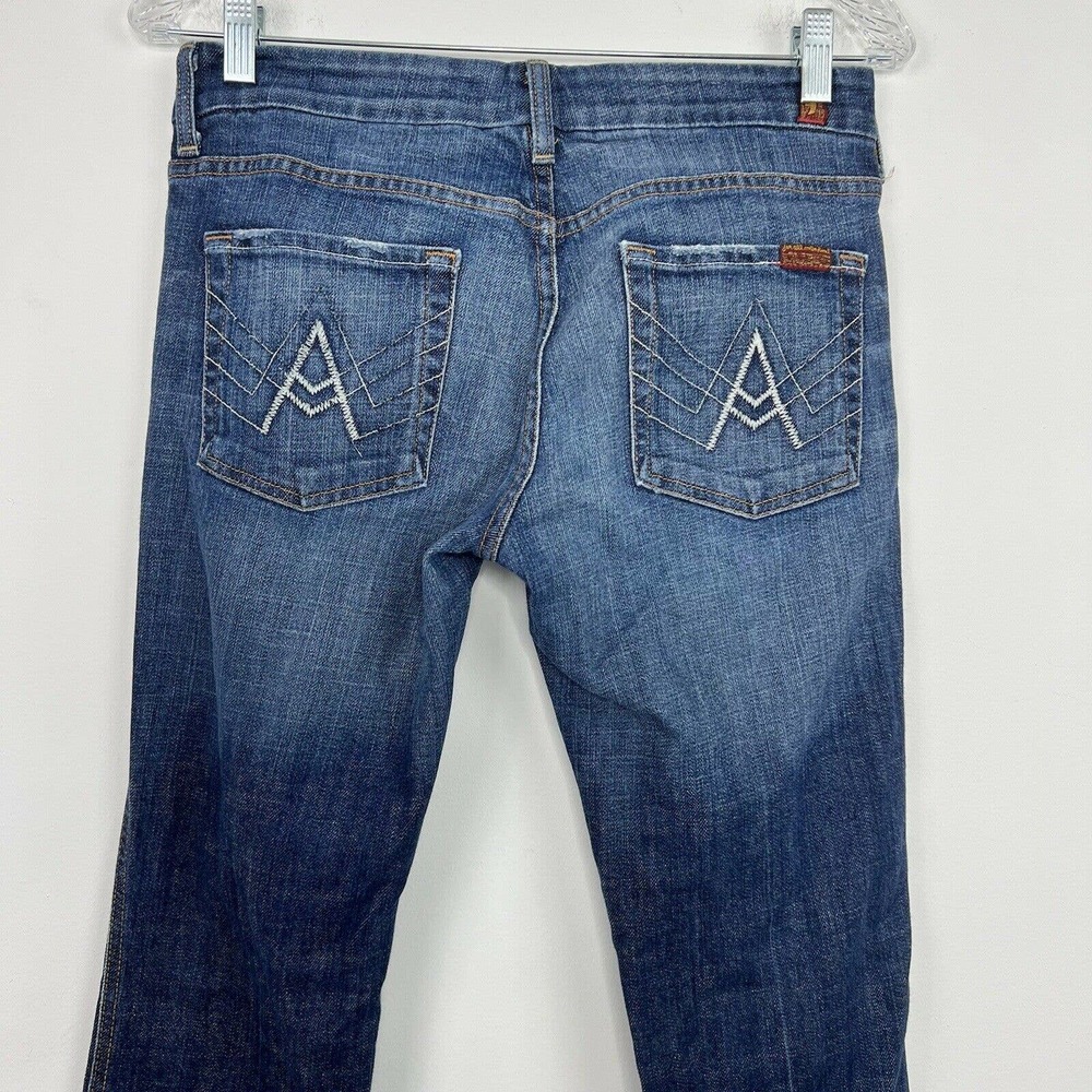 7 For All Mankind Jeans size 28 x 33 Blue Denim A" Pocket Mid-Rise Stretch - Picture 7 of 11